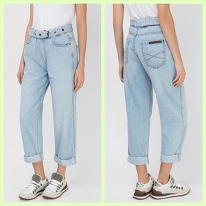 Brunello Cucinelli Belted High Waist Relaxed Straight Leg Jeans